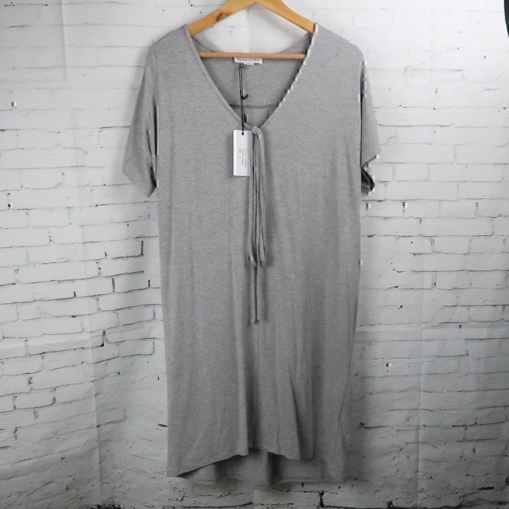 LOVE RICHE HEATHER GREY V NECK SHORT SLEEVE T SHIRT DRESS SIZE MEDIUM